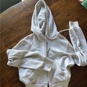 Hollister Fleece Gray Zip-Up Hoodie